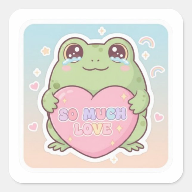 So Much Love Frog Sticker Cute Emotional Frog Hear (Front)