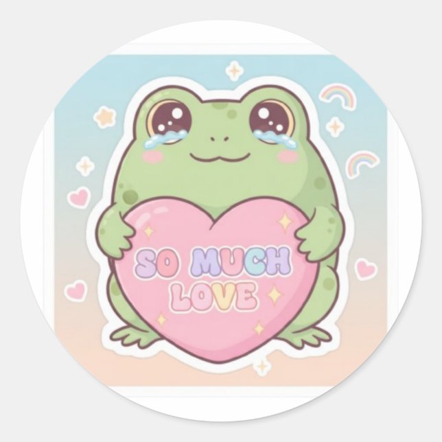So Much Love Frog Sticker Cute Emotional Frog Hear (Front)