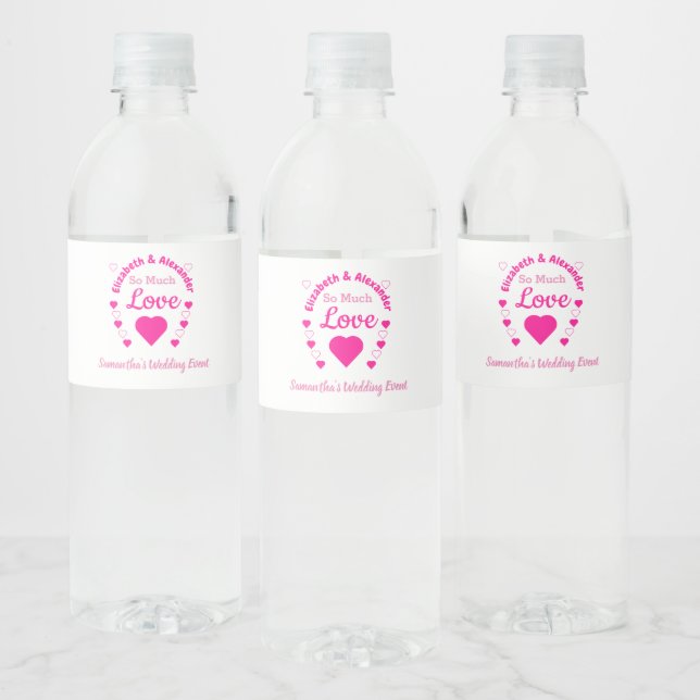 So Much Love Wedding Event Water Bottle Label (Bottles)