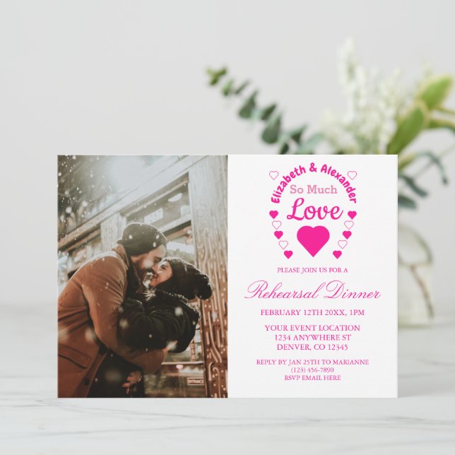 So Much Love Wedding Rehearsal Dinner Invitation (Standing Front)