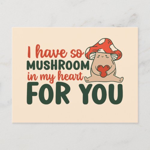 So Mushroom In My Heart Pun Funny Valentines Day Postcard