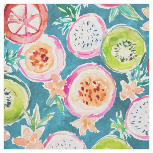 SO NICE Colorful Tropical Fruit Watercolor Fabric