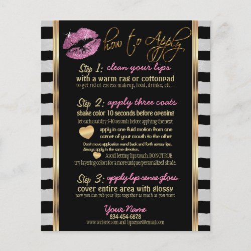 So Pink Glitter Lip with Stripes Instructions Flyer