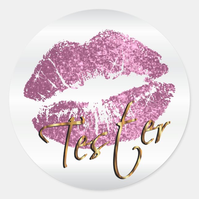 So Pink Glitter Lips 3 - Tester Classic Round Sticker (Front)