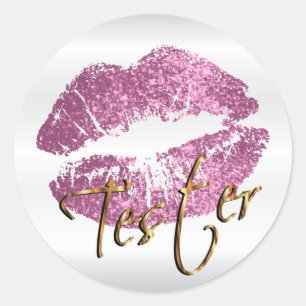 So Pink Glitter Lips 3 - Tester Classic Round Sticker