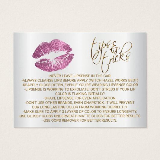 So Pink Glitter Lips Instructions (Back)