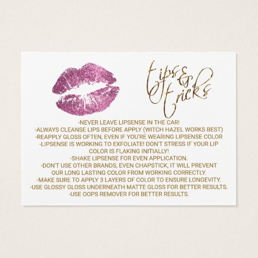 So Pink Glitter Lips on White Instructions (Back)