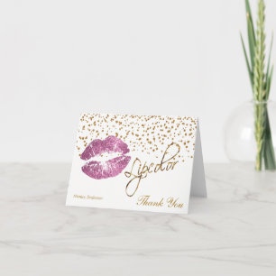 So Pink Lips on White Letterpress Thank You Card