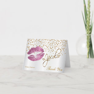 So Pink Lips on White Satin Letterpress Thank You Card