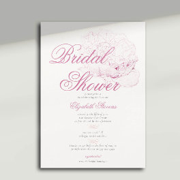 So Pink Peony Calligraphy Elegant Bridal Shower Invitation
