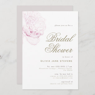 So Pink Peony Elegant Script Floral Bridal Shower Invitation