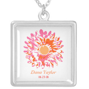 SO PRETTY FLOWER Baby Naming Keepsake Memory Silver Plated Necklace