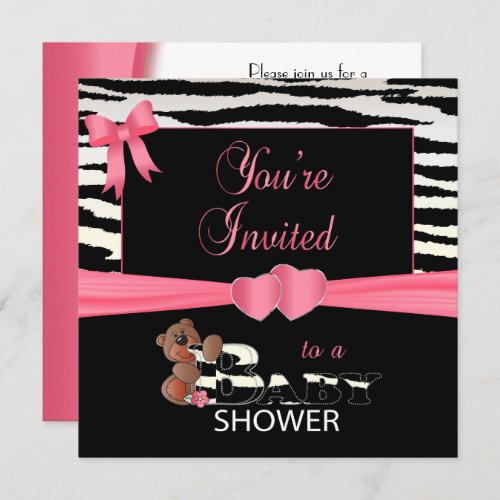 So Pretty Pink and Zebra Stripes for a Baby Shower Invitation