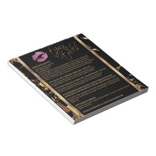 So Pretty Pink Lips  Gold Marble Tips  Tricks Notepad