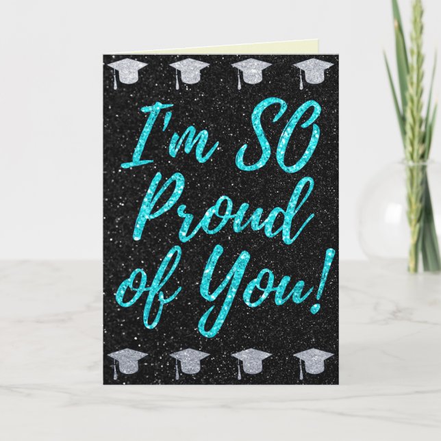 So Proud of You Glitter Graduation Card (Front)