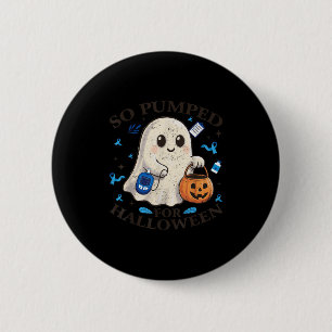 So Pumped Halloween T1d Cute Ghost Type 1 Diabetes Button