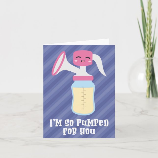 So Pumped Puns Baby Shower Greeting Card (Front)