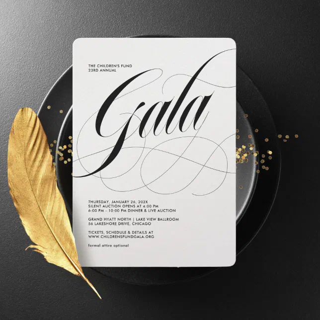 Gala Script So Scripty Minimalist Gala Invitation | Zazzle