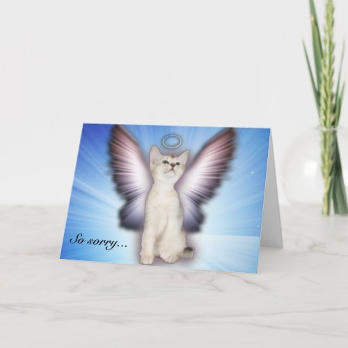 So sorry _ Cat Sympathy _ Angel Wings Card
