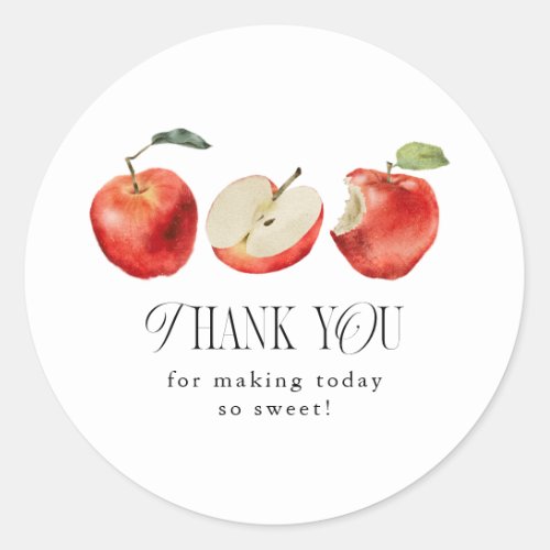 So Sweet Apple Bridal Shower Favor   Classic Round Sticker