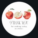 So Sweet Apple Bridal Shower Favor   Classic Round Sticker<br><div class="desc">Rustic and modern favor sticker featuring watercolor illustration of apples.</div>