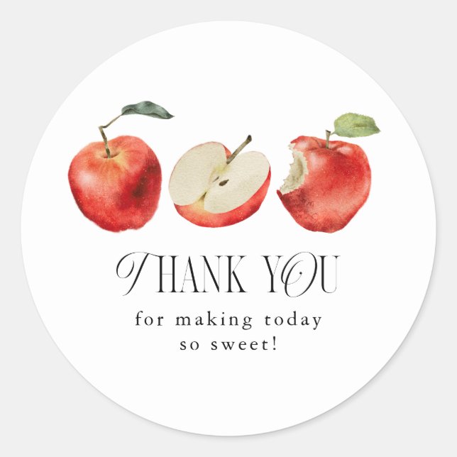 So Sweet Apple Bridal Shower Favor   Classic Round Sticker (Front)