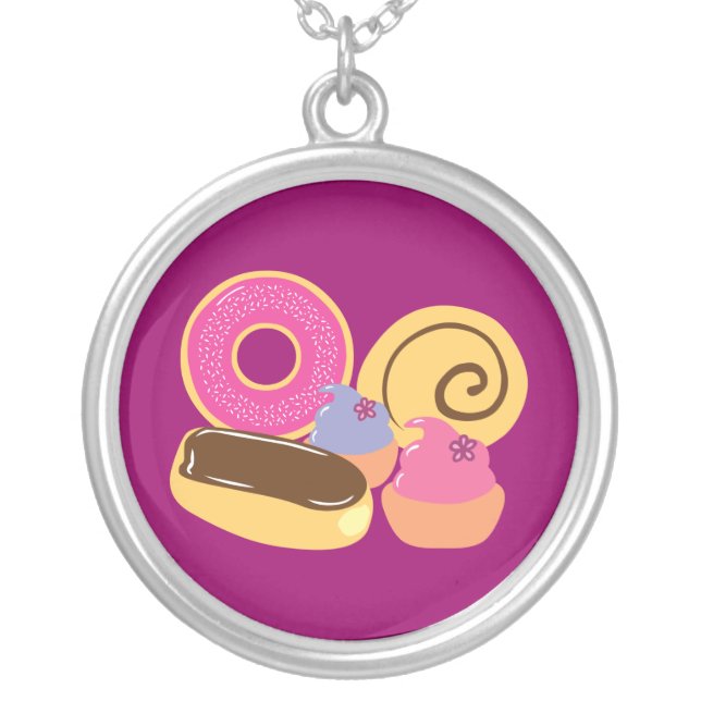 So Sweet Desserts Silver Plated Necklace (Front)
