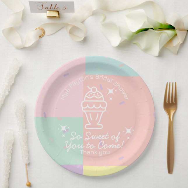 So Sweet of You to Come! Retro Ice Cream Thank You Paper Plates (Wedding)
