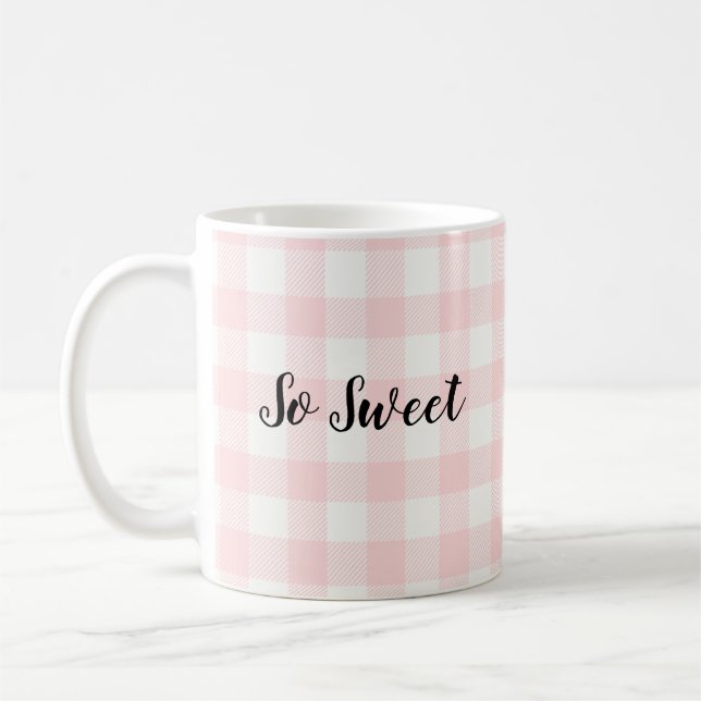 So Sweet Pink Check Pattern Coffee Mug (Left)