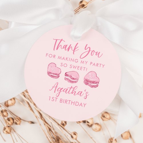 So Sweet Pink Hearts Valentine Birthday Party Favor Tags