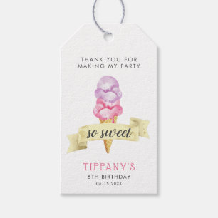 So Sweet Pink Ice Cream Birthday Party Gift Tags