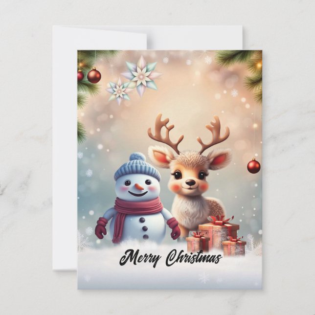 So sweet this little reindeer holiday card (Front)