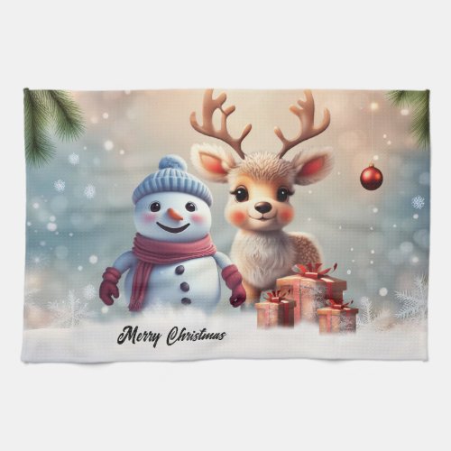 So sweet this little reindeer  kitchen towel