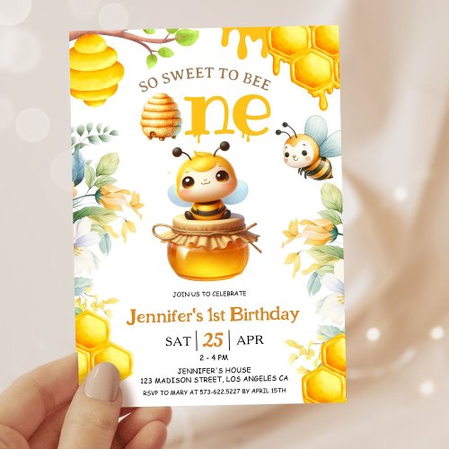 So Sweet To Be One Bee 1st Birthday Invite