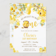 So Sweet To Be One Cute Bees 1st Birthday   Invitation