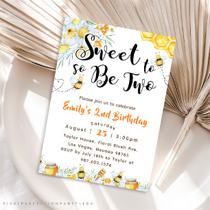 So Sweet To Be Two 2nd Birthday Invitation