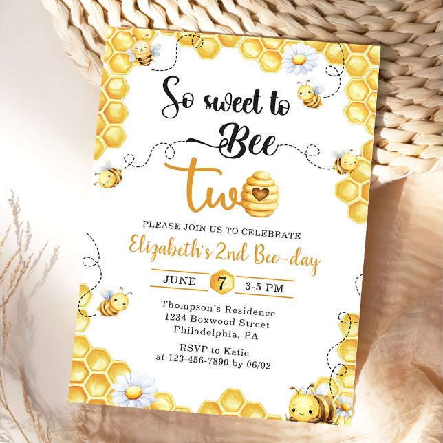 So Sweet To Bee 2nd Birthday Invitation (Creator Uploaded)