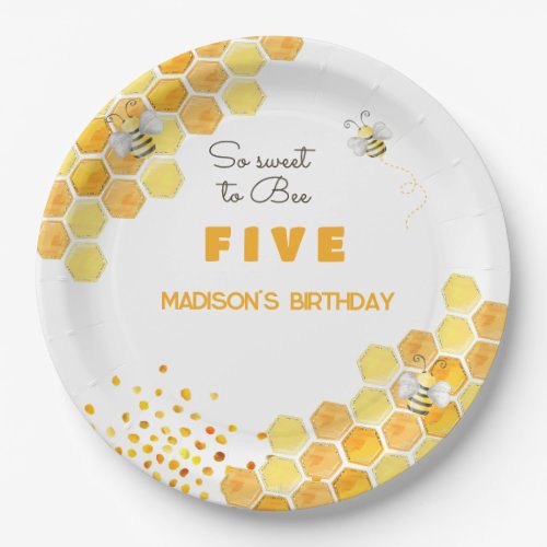 So sweet to bee kids birthday  paper plates