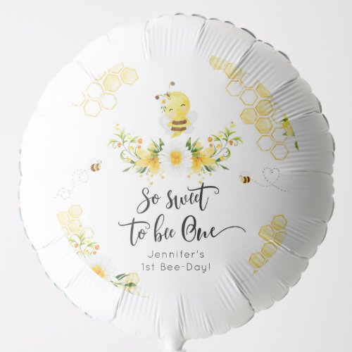 So sweet to bee One 1st birthday bee day Balloon