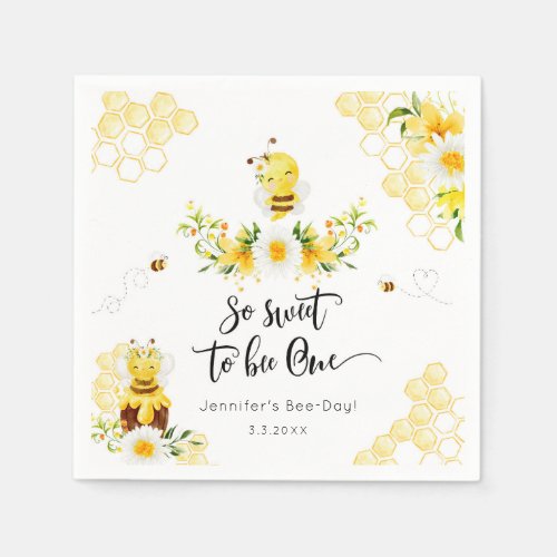 So sweet to bee One 1st birthday bee day Napkins