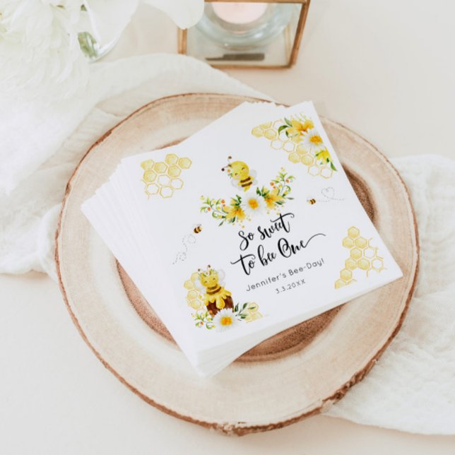 So sweet to bee One 1st birthday bee day Napkins (Creator Uploaded)