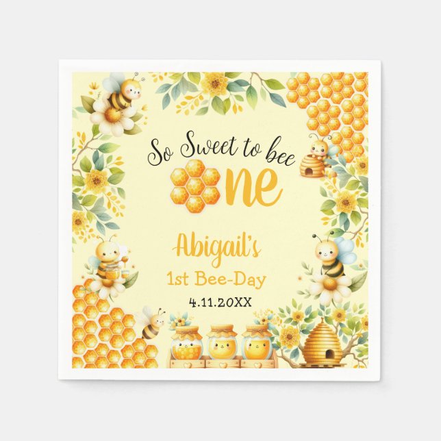 SO SWEET TO BEE ONE 1ST BIRTHDAY NAPKINS (Front)
