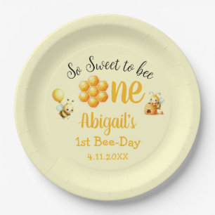 SO SWEET TO BEE ONE 1ST BIRTHDAY PAPER PLATES