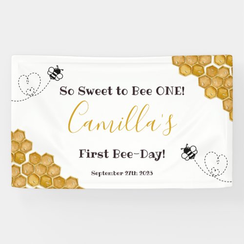 So Sweet to Bee One 1st Birthday Party Banner