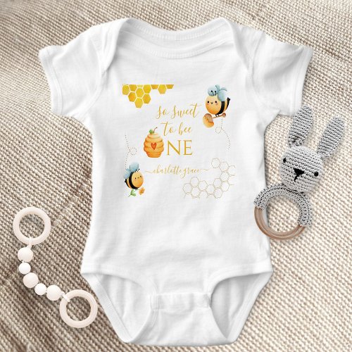 So Sweet To Bee One Bee Birthday Baby Bodysuit