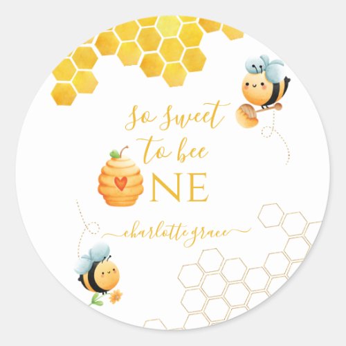 So Sweet To Bee One Bee Birthday Classic Round Sticker