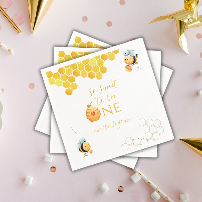 So Sweet To Bee One Bee Birthday Napkins (Creator Uploaded)
