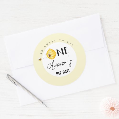So sweet to bee one bee day classic round sticker