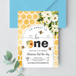 So Sweet To Bee One Bee Theme Party First Birthday Invitation