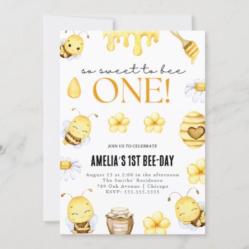 So sweet to bee one birthday invitation